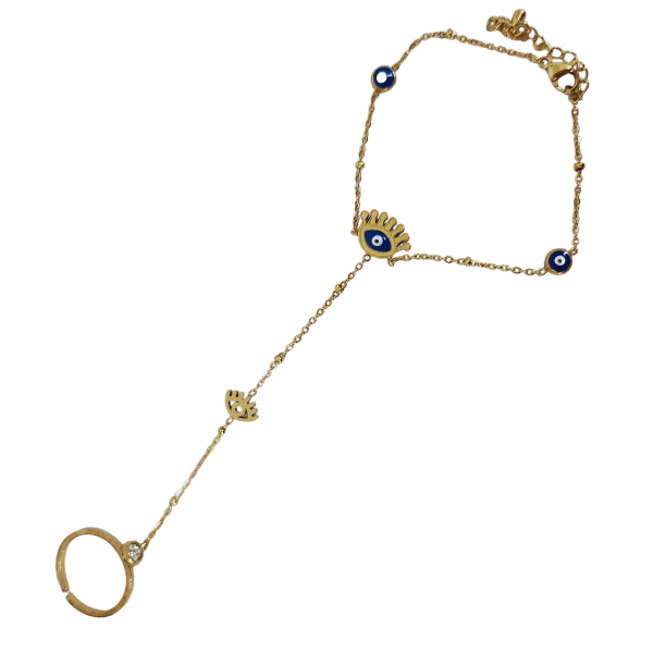 Golden Evil Eye Protection Hand Chain