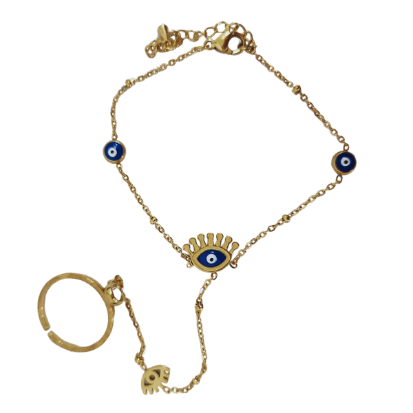 Golden Evil Eye Protection Hand Chain