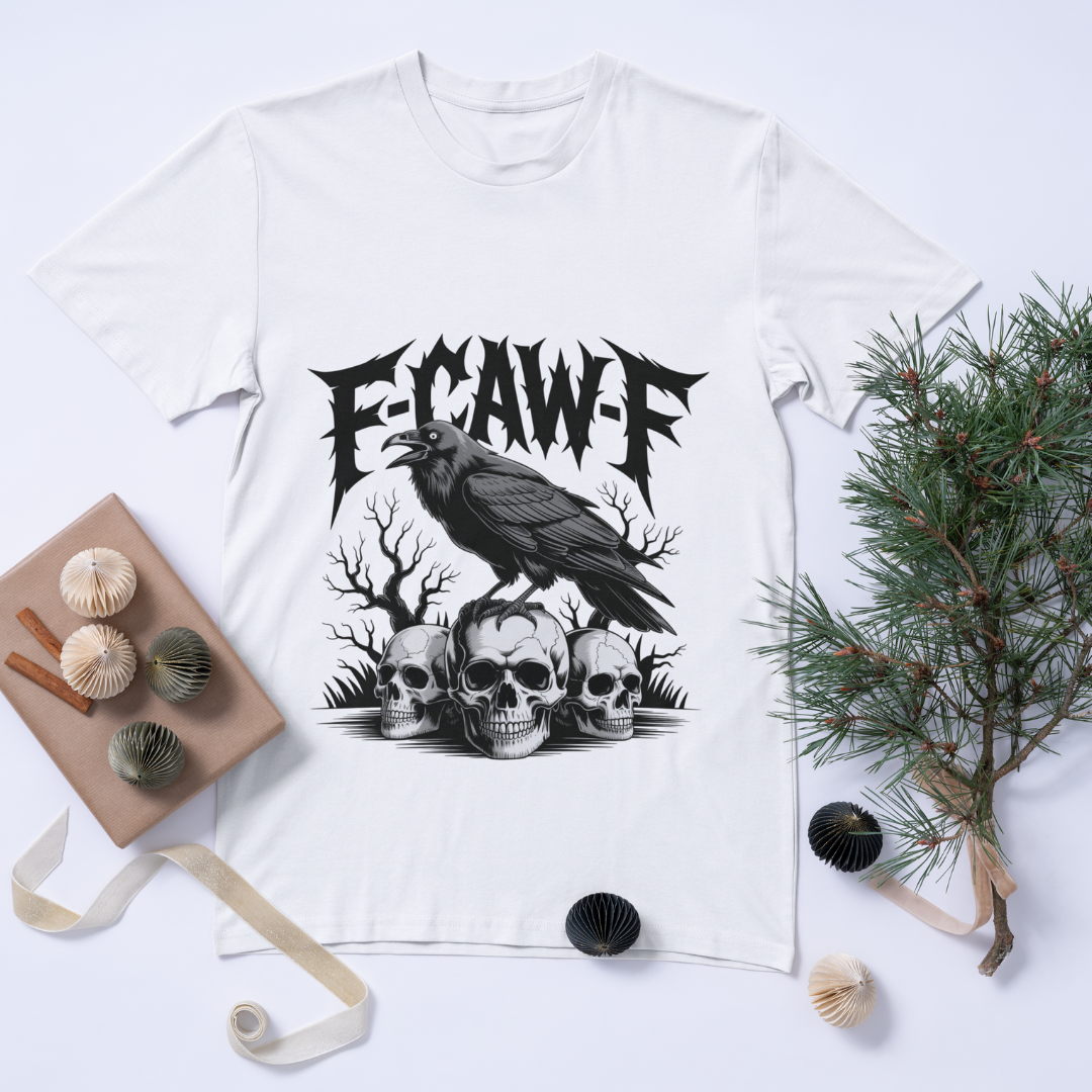 “F-CAW-F” Crow & Skulls Gothic T-Shirt