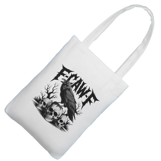 “F-CAW-F” Crow & Skulls Gothic Tote Bag