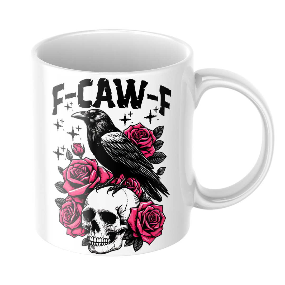 “F-CAW-F” Gothic Crow & Roses Mug