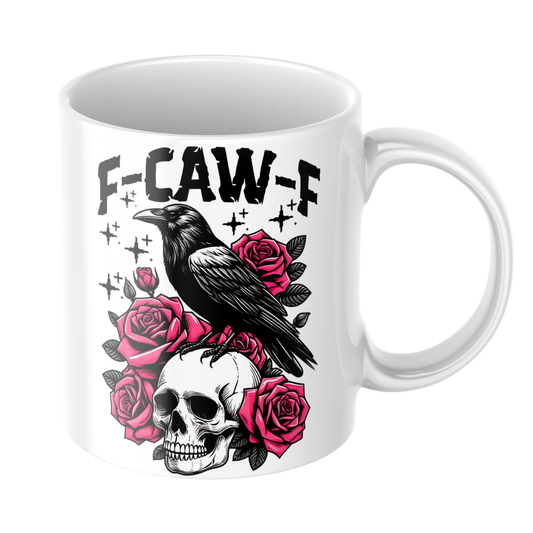 “F-CAW-F” Gothic Crow & Roses Mug