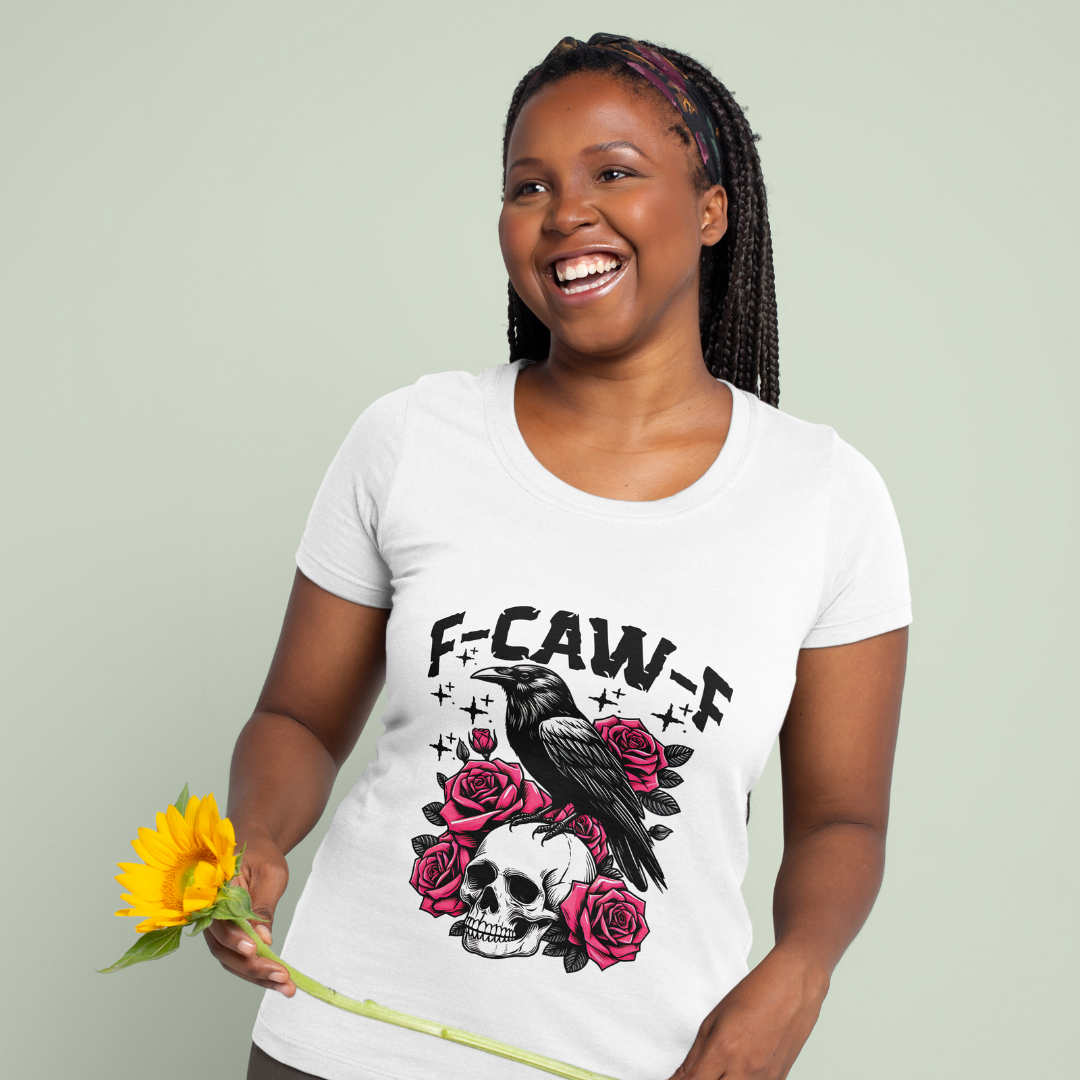 “F-CAW-F” Gothic Crow & Roses T-Shirt