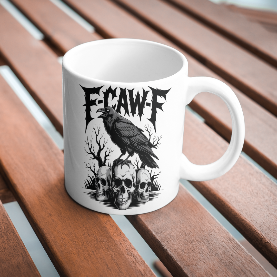 “F-CAW-F” Raven & Skulls Gothic Mug