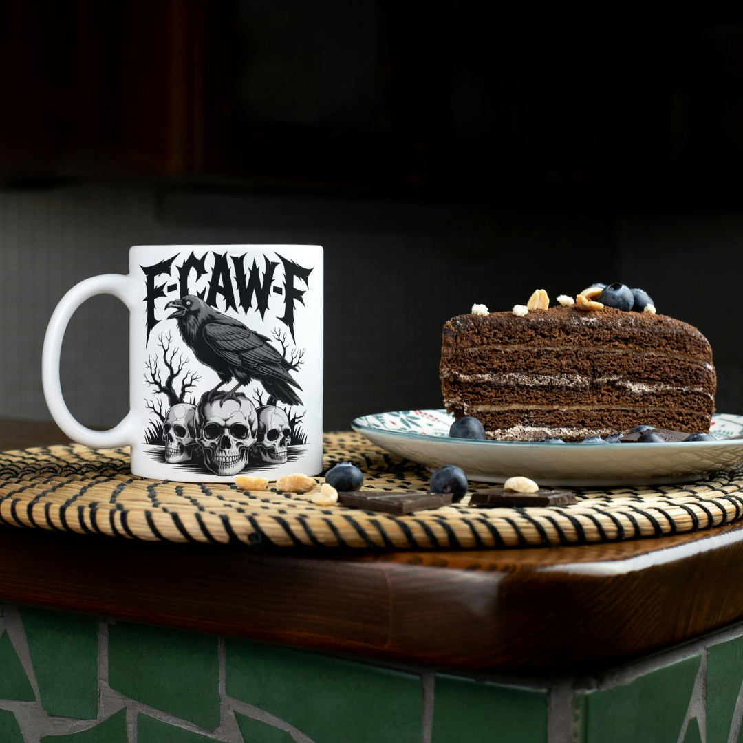 “F-CAW-F” Raven & Skulls Gothic Mug