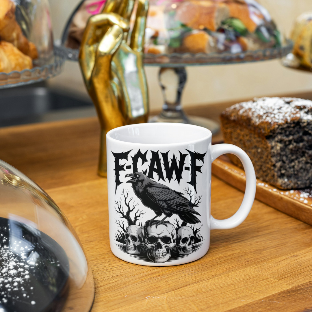 “F-CAW-F” Raven & Skulls Gothic Mug