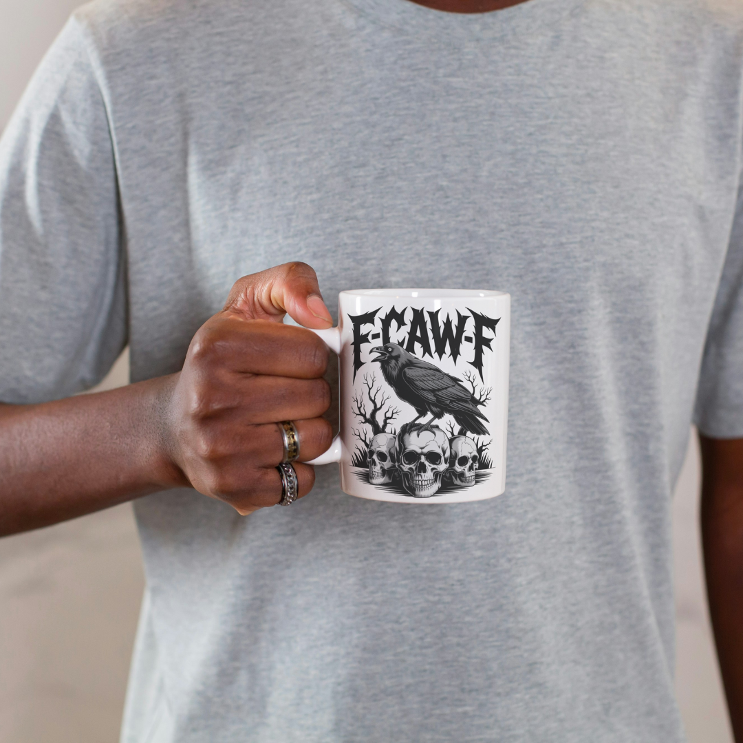 “F-CAW-F” Raven & Skulls Gothic Mug