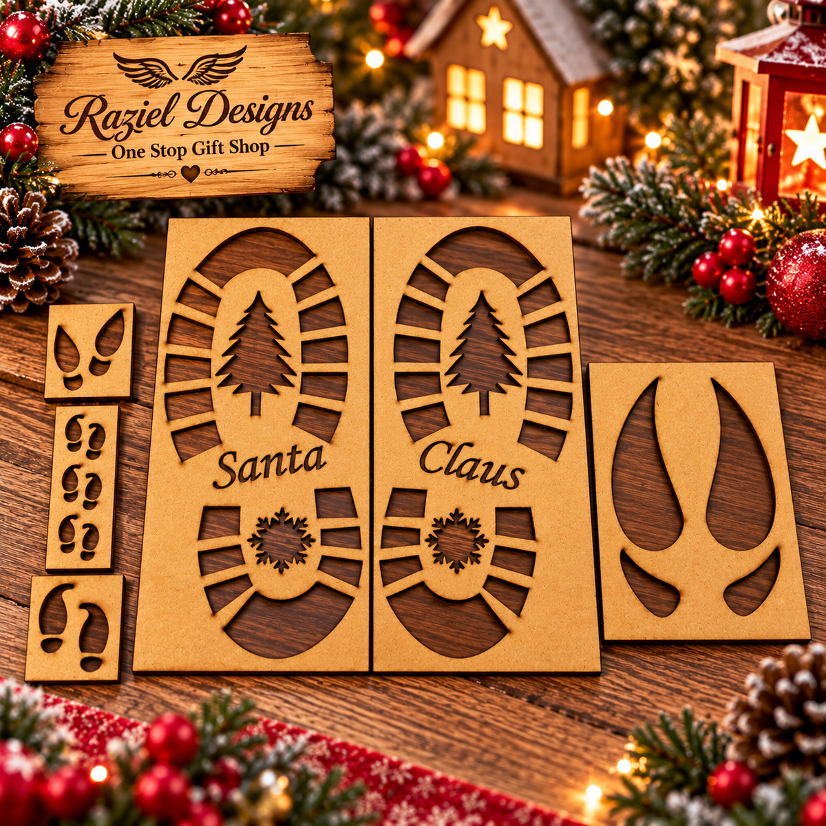 Santa Elf And Reindeer Feet Stencil Set