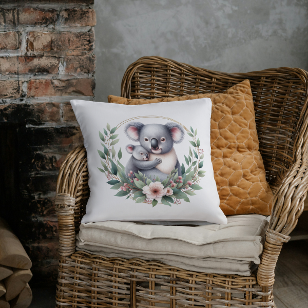 Floral Kuala Bear Throw Pillow