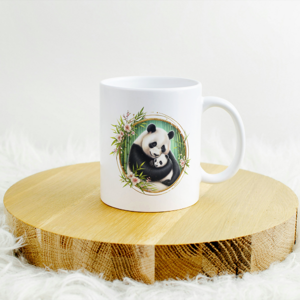 Floral Panda Bear Coffee Cup