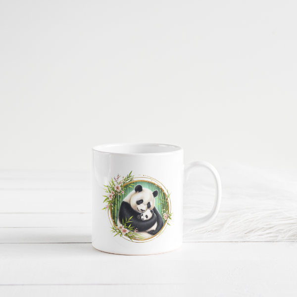 Floral Panda Bear Coffee Cup