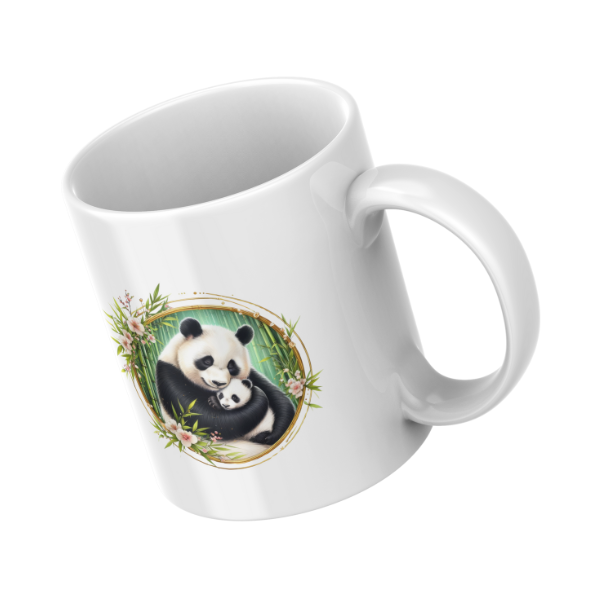 Floral Panda Bear Coffee Cup and Coaster Set