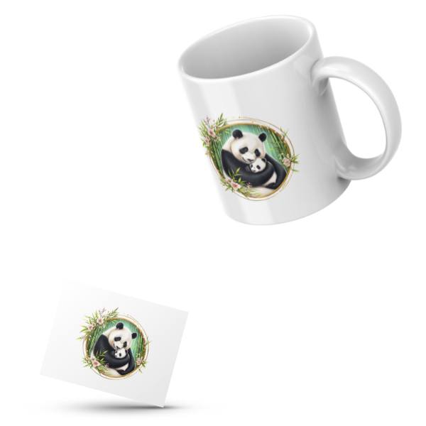 Floral Panda Bear Coffee Cup and Coaster Set