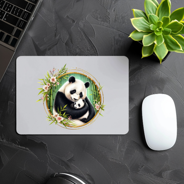 Floral Panda Bear Mouse Pad