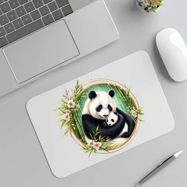 Floral Panda Bear Mouse Pad