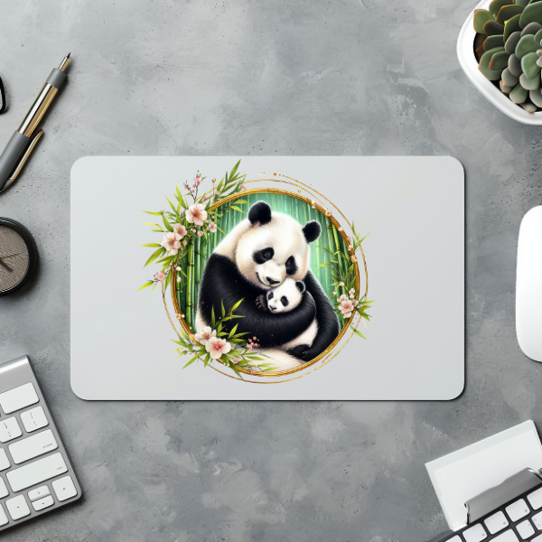 Floral Panda Bear Mouse Pad