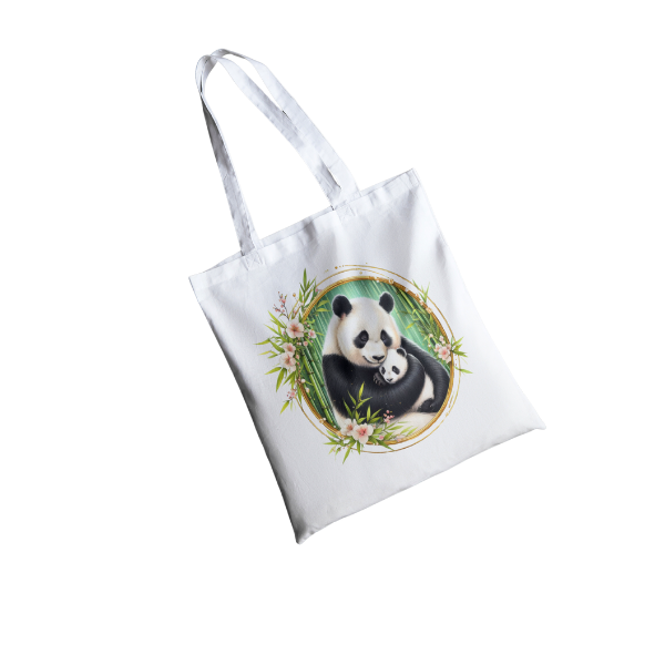 Floral Panda Bear Shopping Bag