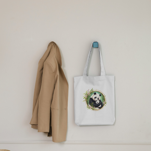 Floral Panda Bear Shopping Bag