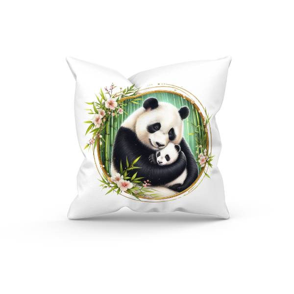 Floral Panda Bear Throw Pillow