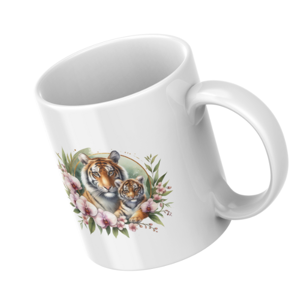 Floral Tiger Coffee Cup and Coaster Set