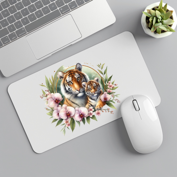 Floral Tiger Mouse Pad