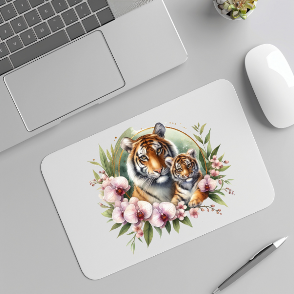 Floral Tiger Mouse Pad