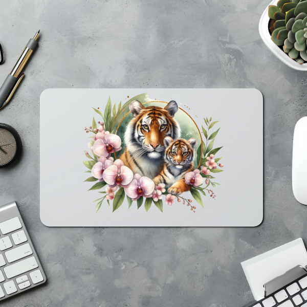 Floral Tiger Mouse Pad