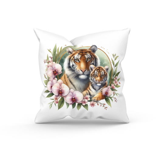 Floral Tiger Throw Pillow