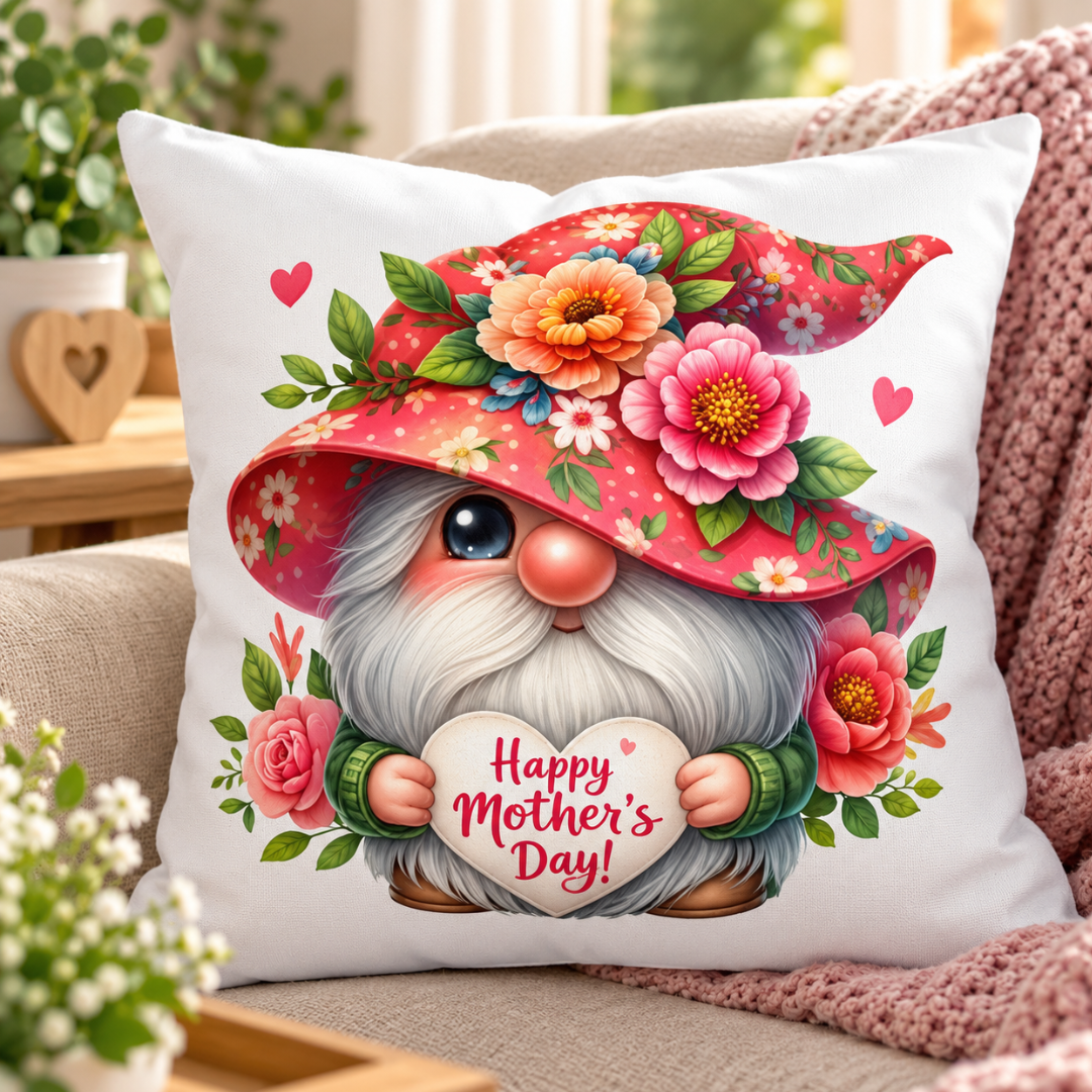 Gnome Happy Mothers Day Throw Pillow
