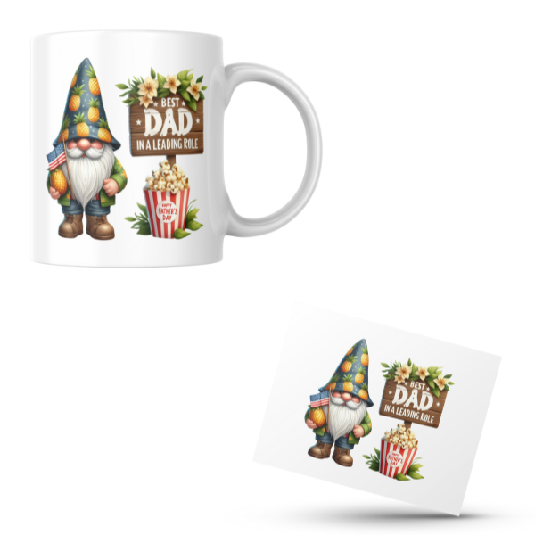 Gnome Best Dad In a Leading Role Coffee Cup and Coaster Set