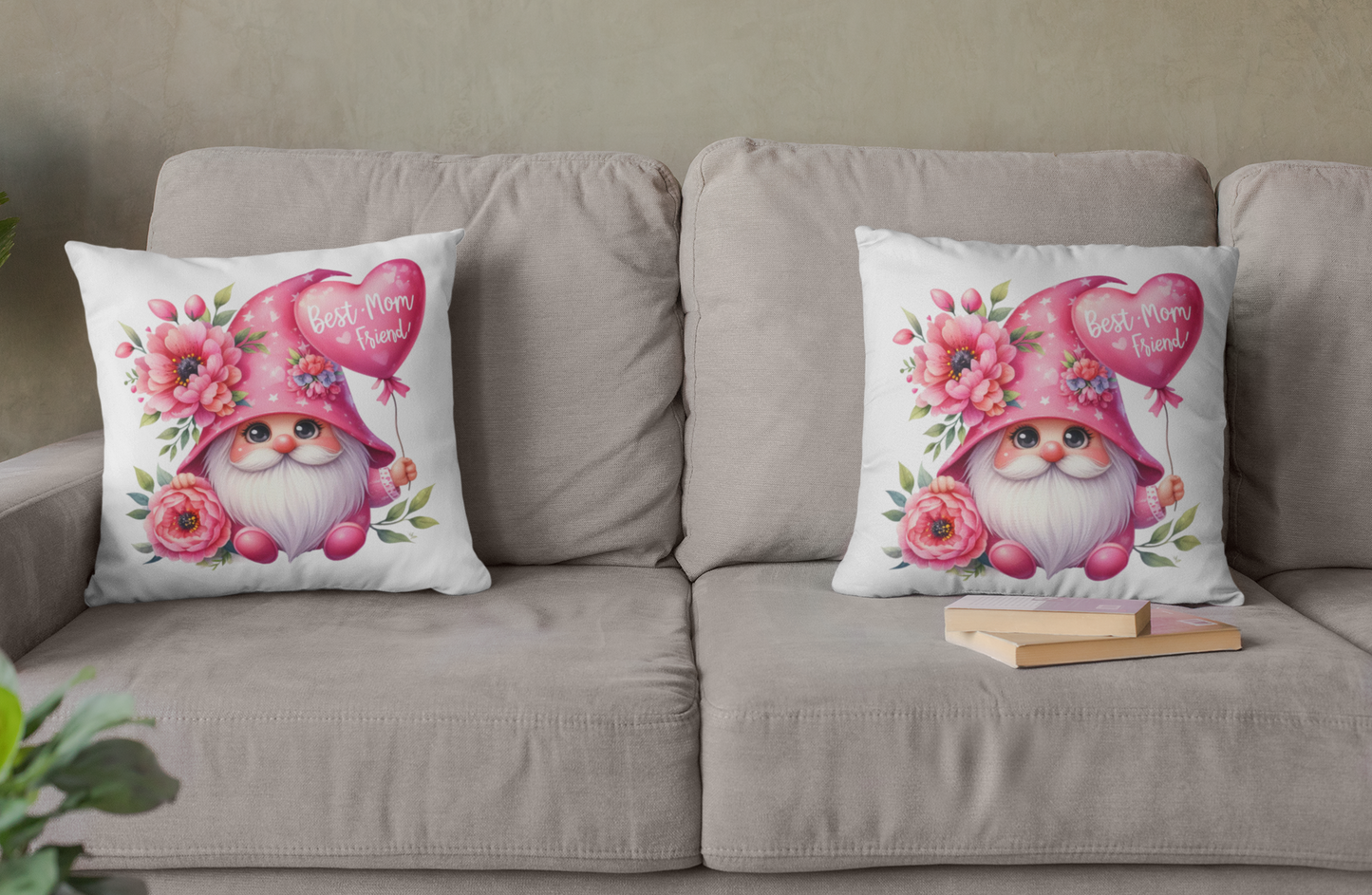 Gnome Best Mom Friend Throw Pillow