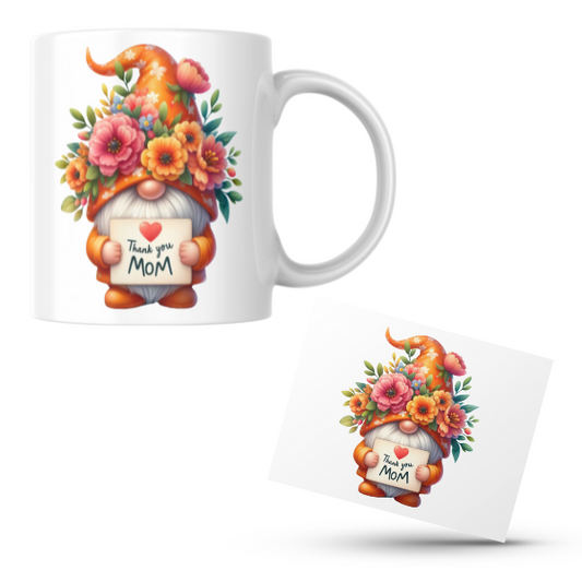 Gnome Thank You Mom Coffee Cup and Coaster Set