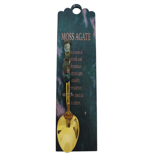 Golden Altar Spoon with Moss Agate