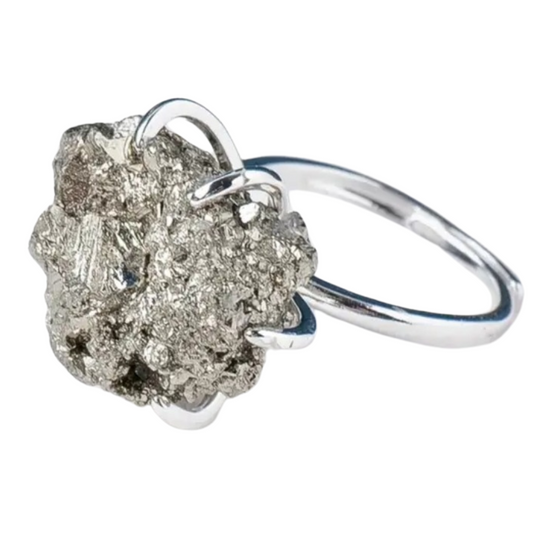 Golden Shield Pyrite Ring