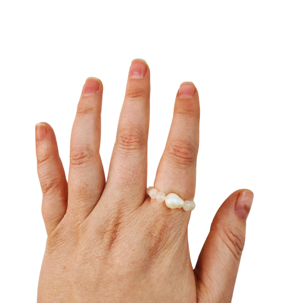 Graceful Rose Quartz and Pearl Ring