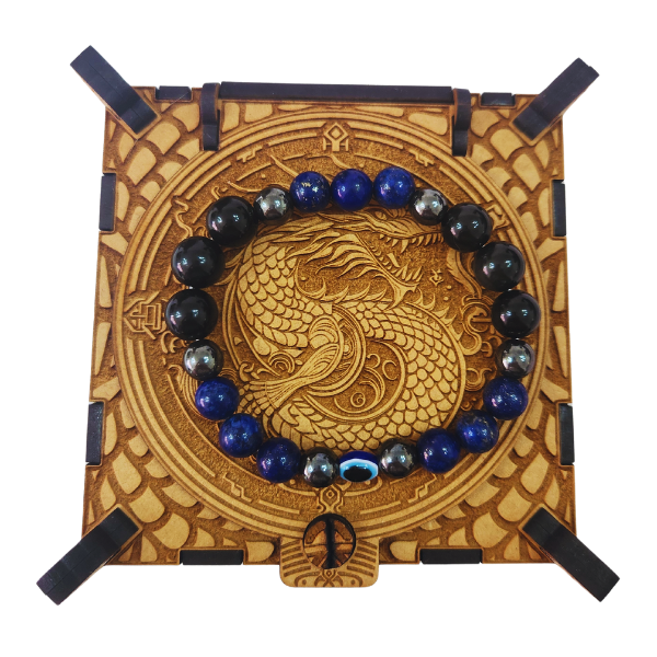 Guardian's Shield Lapis Lazuli Hematite Black Obsidian Bracelet with Nazar