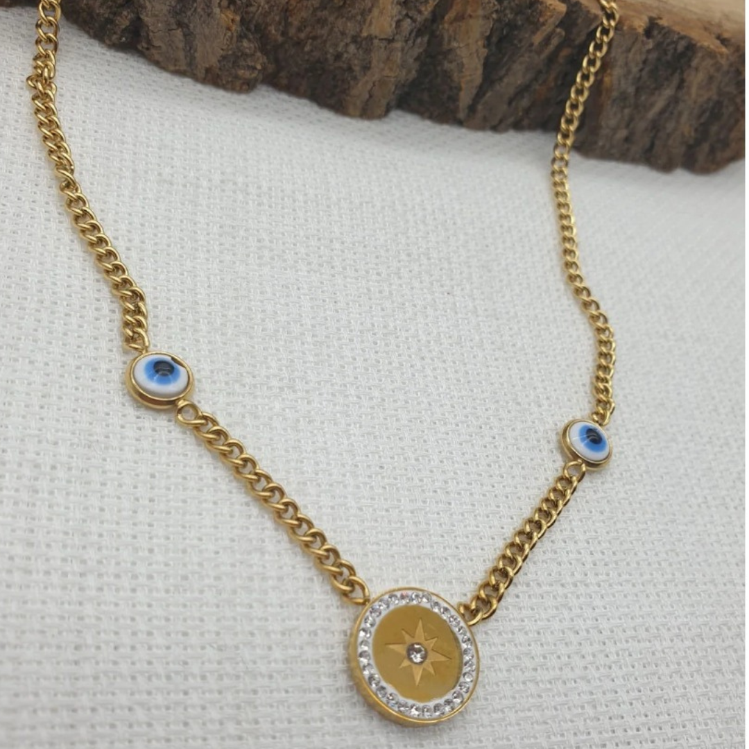 Guided by the Watchful Eye Compass Necklace