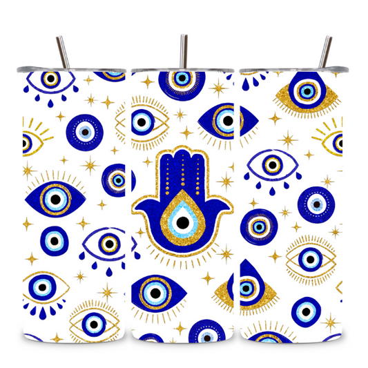 Hamsa Protection Glitter Tumbler