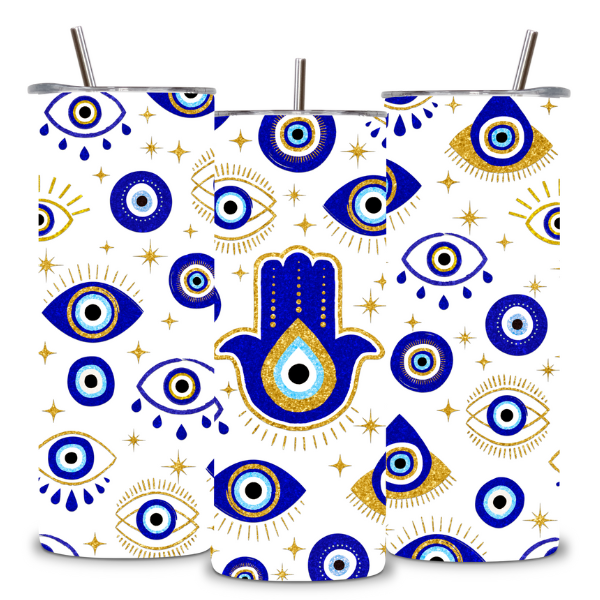 Hamsa Protection Glitter Tumbler