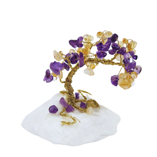 Harmonious Fusion Amethyst and Citrine Crystal Gem Tree