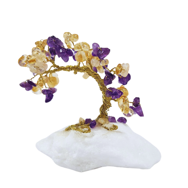 Harmonious Fusion Amethyst and Citrine Crystal Gem Tree