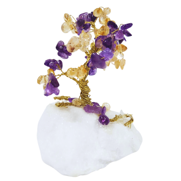 Harmonious Fusion Amethyst and Citrine Crystal Gem Tree