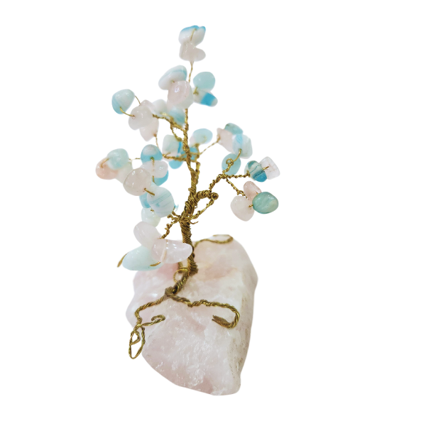 Harmony's Embrace Italian Murano and Rose Quartz Gem Tree