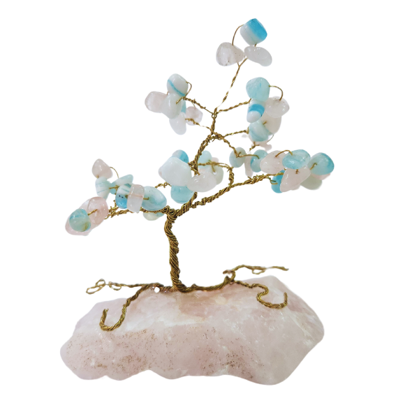 Harmony's Embrace Italian Murano and Rose Quartz Gem Tree