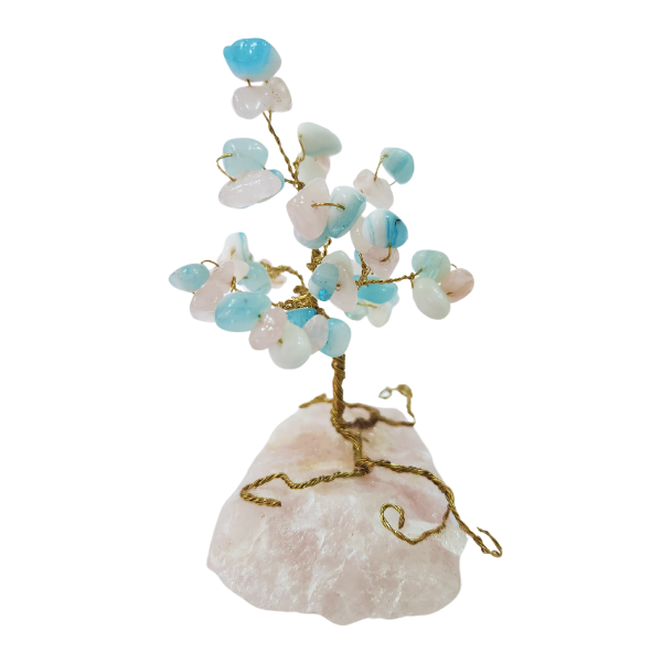 Harmony's Embrace Italian Murano and Rose Quartz Gem Tree