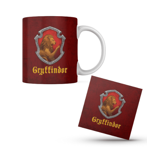 Harry Potter Gryffindor Themed Printed Coffee Cup and Coaster Set