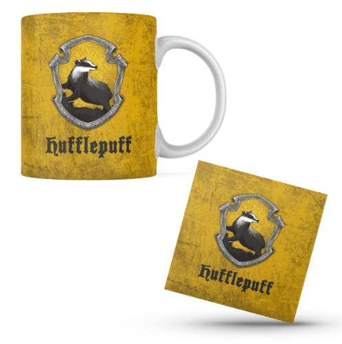 Harry Potter Hufflepuff Themed Printed Coffee Cup and Coaster Set