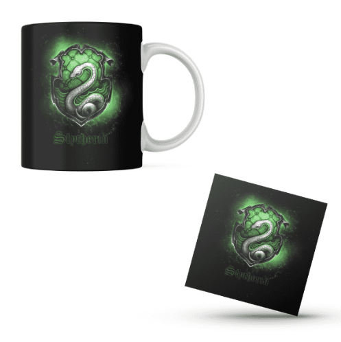 Harry Potter Slytherin Themed Printed Coffee Cup and Coaster Set