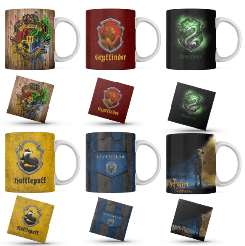 Harry Potter Themed Printed Coffee Cups and Coasters Set