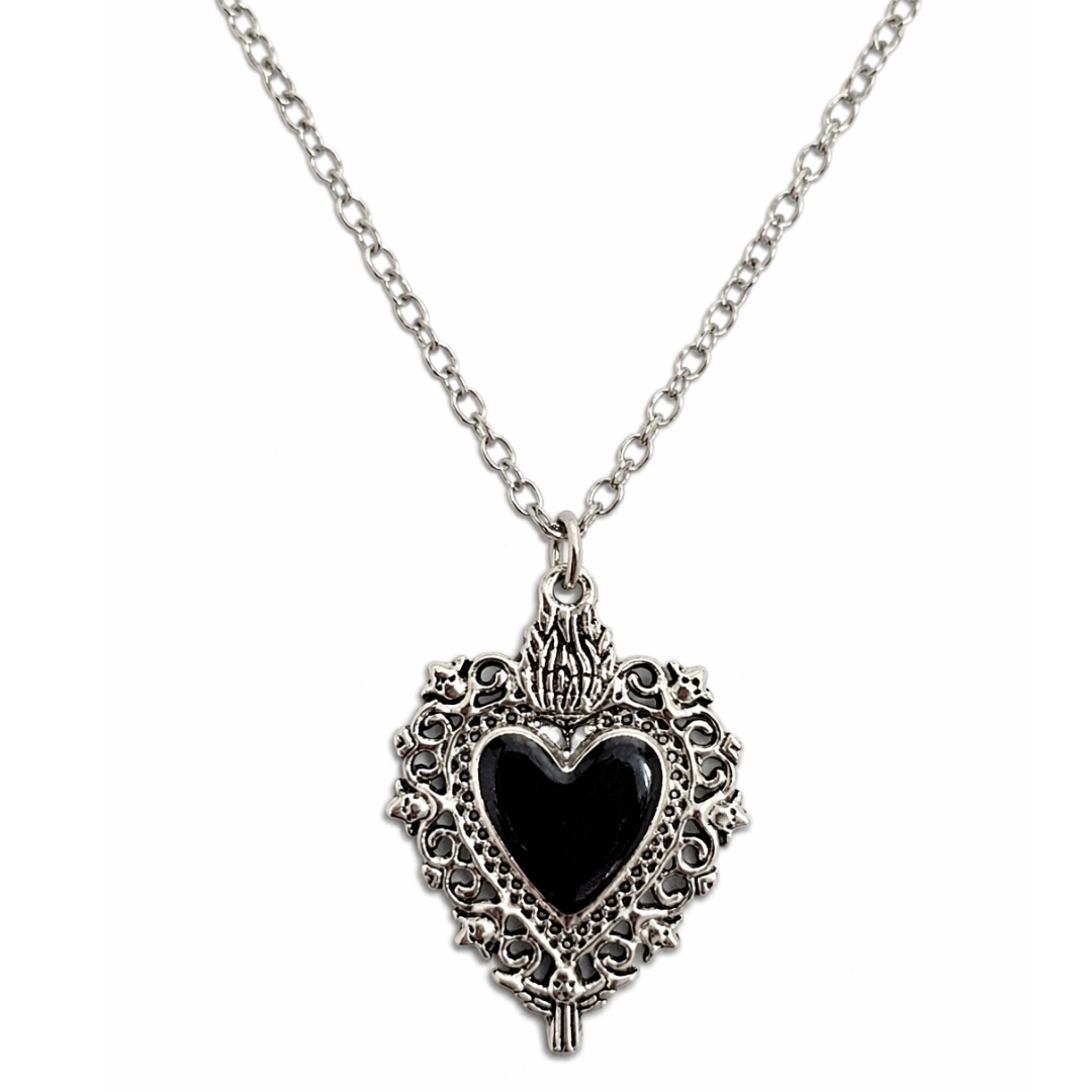 Heart of Shadows Gothic Enamel Pendant